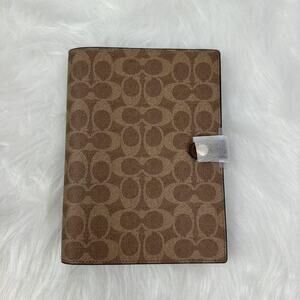Coach Snap Notebook In Signature Canvas/Smooth leather/ Tan Brown CZ198 NWT